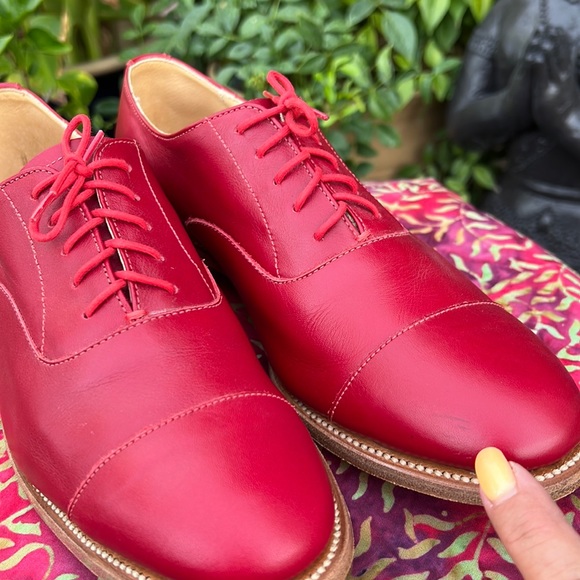🏴󠁧󠁢󠁥󠁮󠁧󠁿 Jack Wills Made in England Red Leather Oxfords UK 6 - Picture 17 of 17